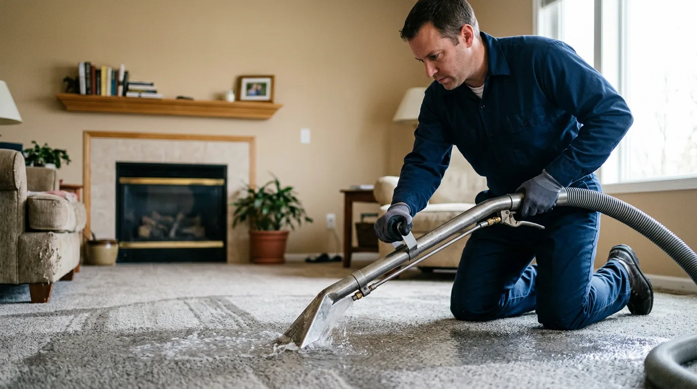 Water damage restoration technician working near Medora, ND
